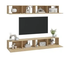TV staliukas Sieninės televizoriaus spintelės, 4vnt., ąžuolo, 100x30x30cm
