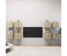 TV staliukas Sieninės televizoriaus spintelės, 8vnt., ąžuolo, 30,5x30x30cm
