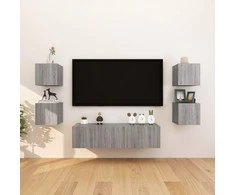 TV staliukas Sieninės televizoriaus spintelės, 8vnt., pilkos, 30,5x30x30cm