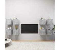 TV staliukas Sieninės televizoriaus spintelės, 8vnt., pilkos, 30,5x30x30cm