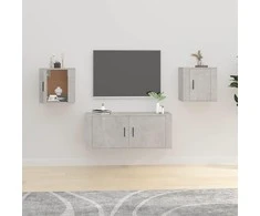 Sieninės TV spintelės, 2vnt., betono pilkos, 40x34,5x40cm