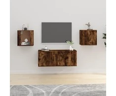 Sieninės TV spintelės, 2vnt., dūminio ąžuolo, 40x34,5x40cm
