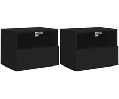 TV staliukas Sieninės TV spintelės, 2vnt., juodos, 40x30x30cm, mediena