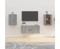 Sieninės TV spintelės, 2vnt., pilkos ąžuolo, 40x34,5x60cm