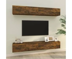 TV staliukas Sieninės TV spintelės, 4vnt., dūminio ąžuolo, 100x30x30cm