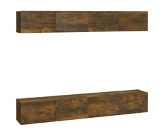 TV staliukas Sieninės TV spintelės, 4vnt., dūminio ąžuolo, 100x30x30cm