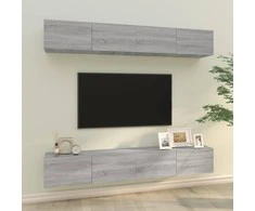 TV staliukas Sieninės TV spintelės, 4vnt., pilkos ąžuolo, 100x30x30cm