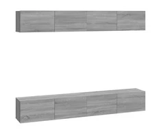 TV staliukas Sieninės TV spintelės, 4vnt., pilkos ąžuolo, 100x30x30cm