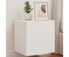 TV staliukas Sieninės TV spintelės su LED, 2vnt., baltos, 40,5x35x40cm