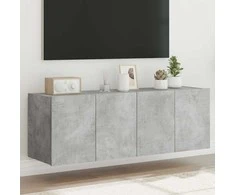 TV staliukas Sieninės TV spintelės su LED, 2vnt., betono pilkos, 60x35x41cm