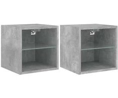 TV staliukas Sieninės TV spintelės su LED, 2vnt., betono, 30x28,5x30cm