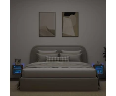 TV staliukas Sieninės TV spintelės su LED, 2vnt., dūminės, 30x28,5x30cm