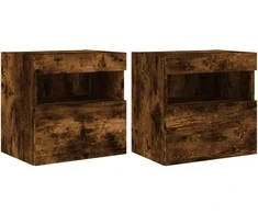 TV staliukas Sieninės TV spintelės su LED, 2vnt., dūminės ąžuolo, 40x30x40cm