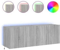 TV staliukas Sieninės TV spintelės su LED, 2vnt., pilkos ąžuolo, 60x35x41cm
