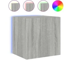 TV staliukas Sieninės TV spintelės su LED, 2vnt., pilkos, 40,5x35x40cm