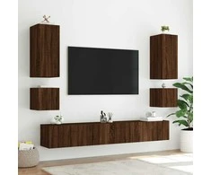 TV staliukas Sieninės TV spintelės su LED, 2vnt., rudos, 40,5x35x40cm