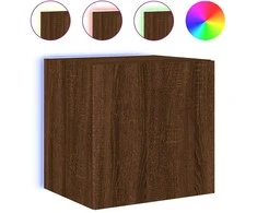 TV staliukas Sieninės TV spintelės su LED, 2vnt., rudos, 40,5x35x40cm