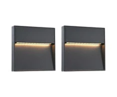 Sieniniai LED lauko šviestuvai, 2vnt., juodi, 3W, kvadratiniai