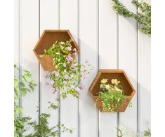 Sieniniai loveliai, 2vnt., rūdžių, 30x10x25cm, Corten plienas
