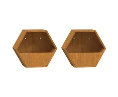 Sieniniai loveliai, 2vnt., rūdžių, 30x10x25cm, Corten plienas