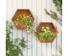 Sieniniai loveliai, 2vnt., rūdžių, 46x10x40cm, Corten plienas