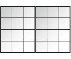 Sieniniai veidrodžiai, 2vnt., juodos spalvos, 80x60cm, metalas