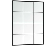 Sieniniai veidrodžiai, 2vnt., juodos spalvos, 80x60cm, metalas