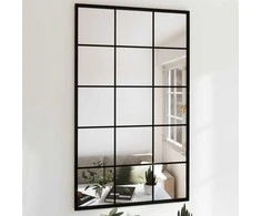Sieniniai veidrodžiai, 2vnt., juodos spalvos, 100x60cm, metalas