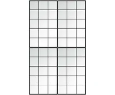 Sieniniai veidrodžiai, 4vnt., juodos spalvos, 100x60cm, metalas