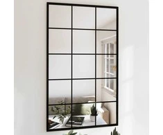 Sieniniai veidrodžiai, 4vnt., juodos spalvos, 100x60cm, metalas