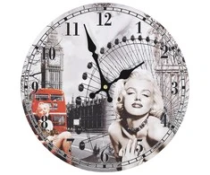 Sieninis laikrodis, 30cm, vintažinio dizaino, su Marilyn Monroe