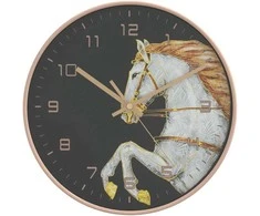 Sieninis laikrodis, auksinis/baltas, 29,5cm, PS/stiklas