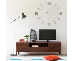 Sieninis laikrodis, sidabrinis, 100cm, modernus, 3D, XXL