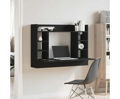 Sieninis rašomasis stalas, juodas, 105x48x75cm, mediena