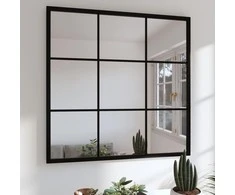 Sieninis veidrodis, juodos spalvos, 60x60cm, metalas