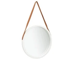Sieninis veidrodis su dirželiu, baltos spalvos, 50cm