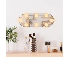 Sieninis veidrodis su LED lemputėmis, 15x40cm, stiklas