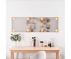 Sieninis veidrodis su LED lemputėmis, 30x100cm, stiklas