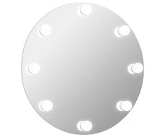 Sieninis veidrodis su LED lemputėmis, apskritas, stiklas