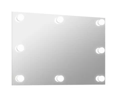 Sieninis veidrodis su LED lemputėmis, stačiakampis, stiklas