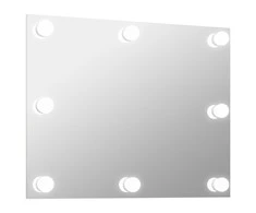 Sieninis veidrodis su LED lemputėmis, stačiakampis, stiklas