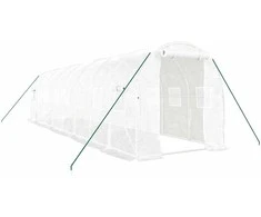 Šiltnamis su plieno rėmu, baltos spalvos, 8x2x2m, 16m²