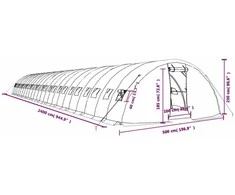 Šiltnamis su plieno rėmu, žalios spalvos, 24x5x2,3m, 120m²