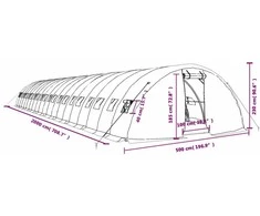 Šiltnamis su plieno rėmu, žalios spalvos, 20x5x2,3m, 100m²