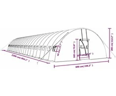 Šiltnamis su plieno rėmu, žalios spalvos, 22x6x2,85m, 132m²