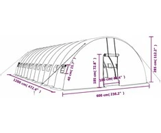 Šiltnamis su plieno rėmu, žalios spalvos, 12x6x2,85m, 72m²