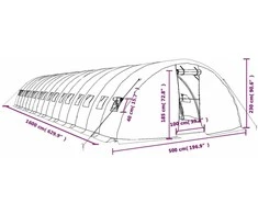Šiltnamis su plieno rėmu, žalios spalvos, 16x5x2,3m, 80m²