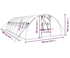 Šiltnamis su plieno rėmu, žalios spalvos, 8x4x2m, 32m²