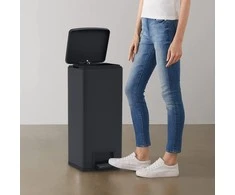 Šiukšliadėžė su pedalu, juoda, nerūdijantis plienas, 30l