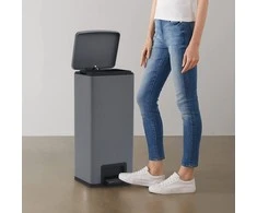 Šiukšliadėžė su pedalu, pilka, nerūdijantis plienas, 30l